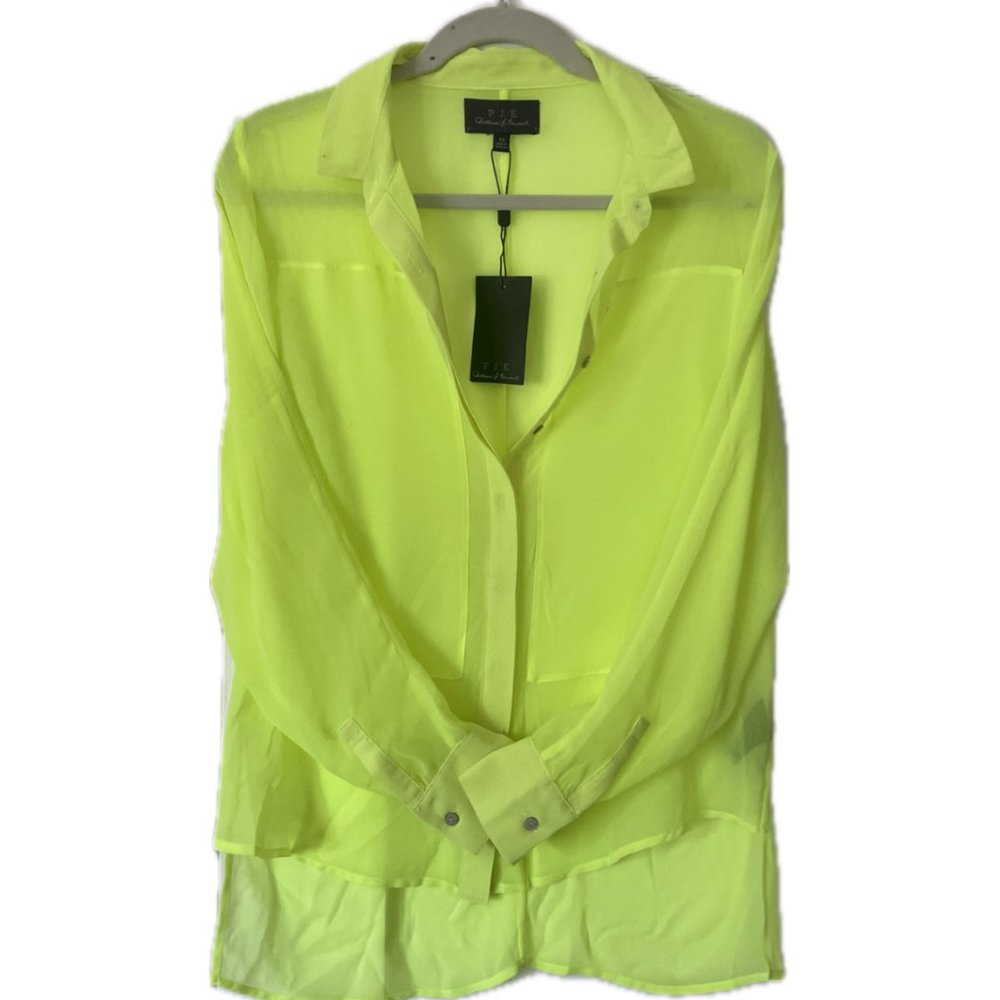 PJK Patterson J. Kincaid Sheer Blouse Neon Green